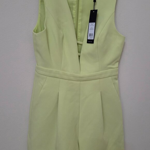 BCBGMAXAZRIA V-Neck Romper LIME SHERBERT - Picture 7 of 7